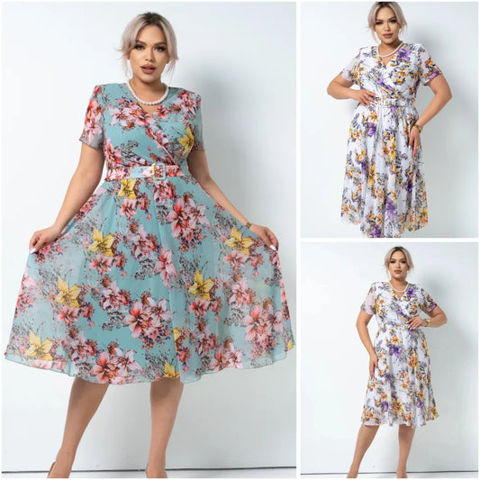 🌸👗【S-5XL】Fustă din șifon cu temperament floral