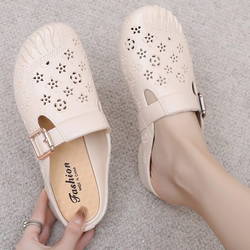 👡【36-40】Papuci de casă cu toc plat și vârf închis, antiderapant, în stil nou