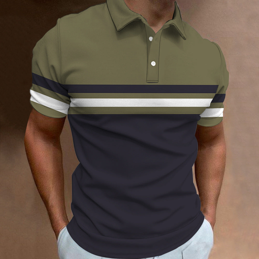 🔥【S-6XL】👔Tricou POLO pentru bărbați cu dungi noi de vară, imprimat 3D