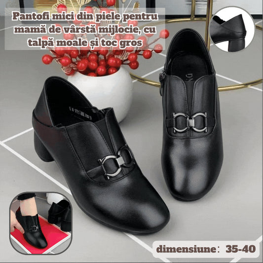 👠✨ Eleganti și confortabili - pantofi de damă din piele cu toc gros la modă