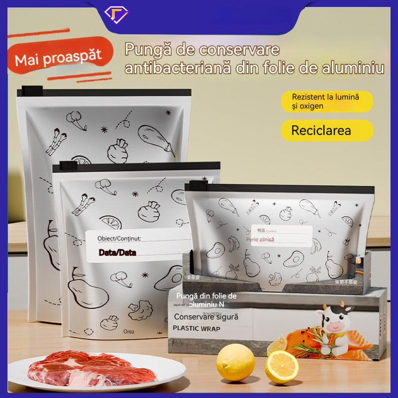 🥂🔥 Un total de 120 de pungi antibacteriene din folie de aluminiu, super ușor de utilizat, pentru păstrarea prospețimii.
