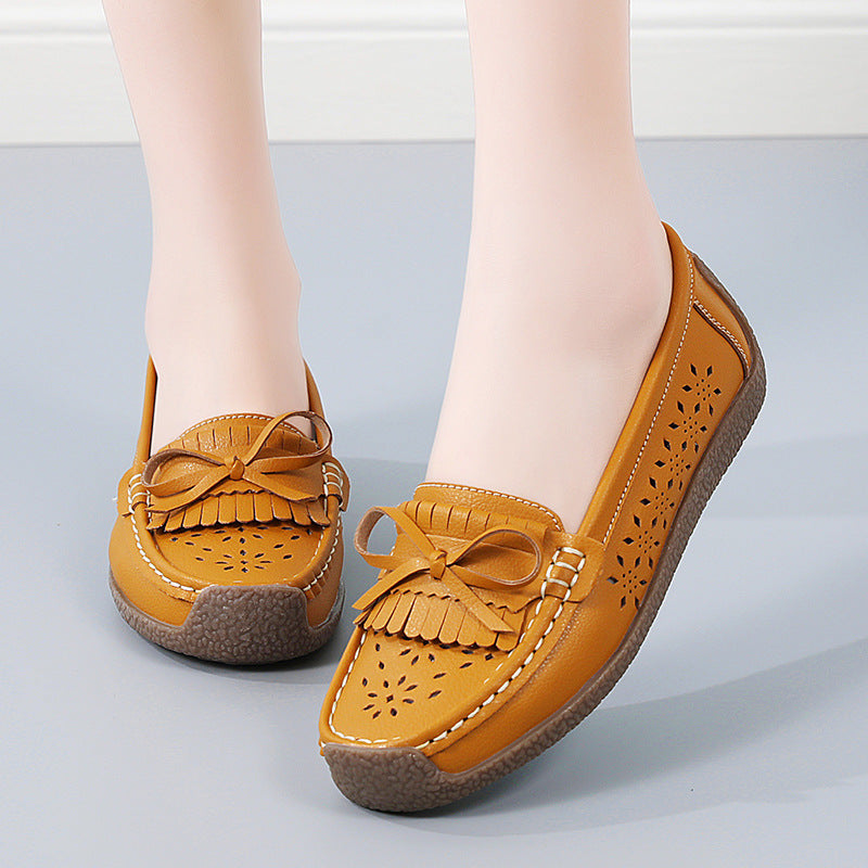 🌼【35-44】Pantofi de damă din piele de vară, pantofi ajurat cu ciucuri respirabil