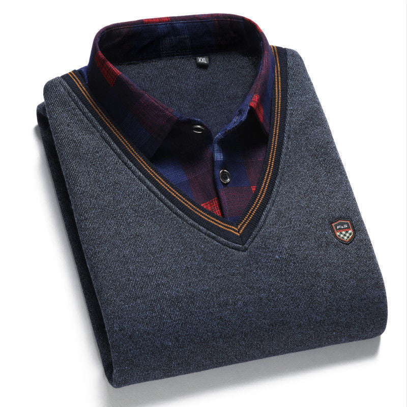 👔 [M-4XL] Cămașă tricotată pentru bărbați Plus catifea pentru a se îngroșa Menține cald
