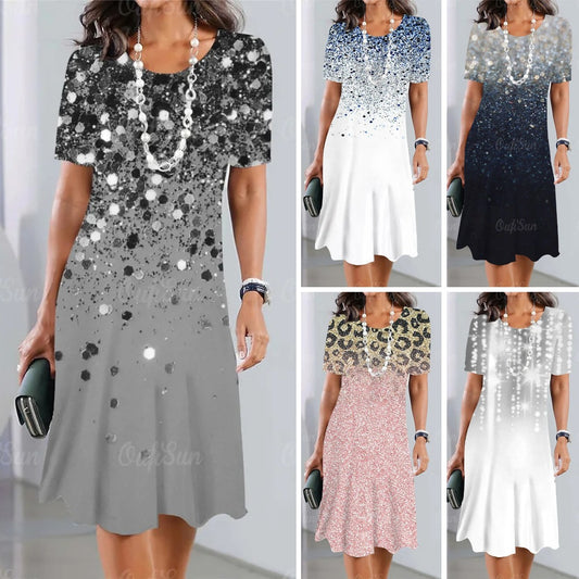 【S-5XL】Elegantné retro šaty s okrúhlym výstrihom 