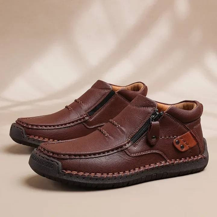 👞🛒 Męskie, ręcznie robione, skórzane, wsuwane buty do jazdy samochodem – szeroki nosek, wsparcie łuku stopy