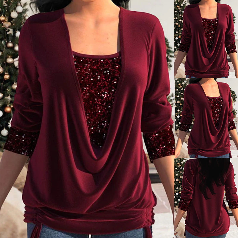🎁【✨ Vroče】【M-5XL】Nov dvodelni ženski top z dolgimi rokavi