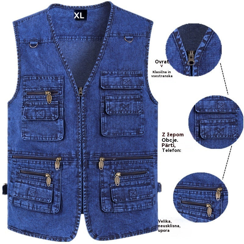 🔥👏【XL-7XL】2025 Moška denim jopica z več žepi