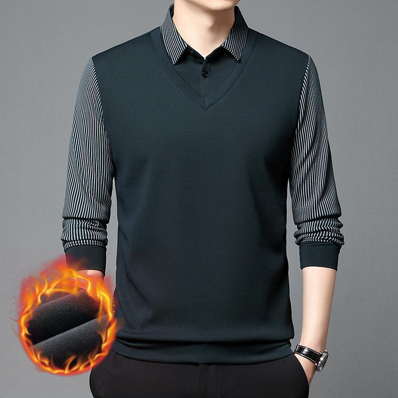 🔥👔【M-4XL】Pánské tričko s dlouhým rukávem polo, zateplené a zesílené, business casual