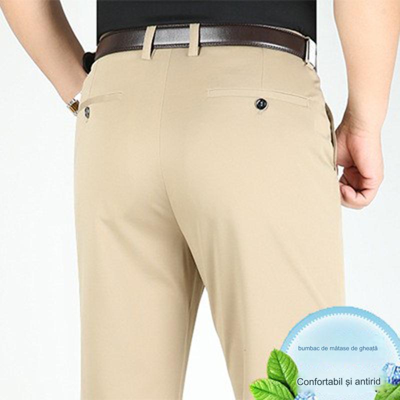 💨👖 Pantaloni business casual slim-fit de vară cu picioare drepte, picioare largi și pantaloni elastici.