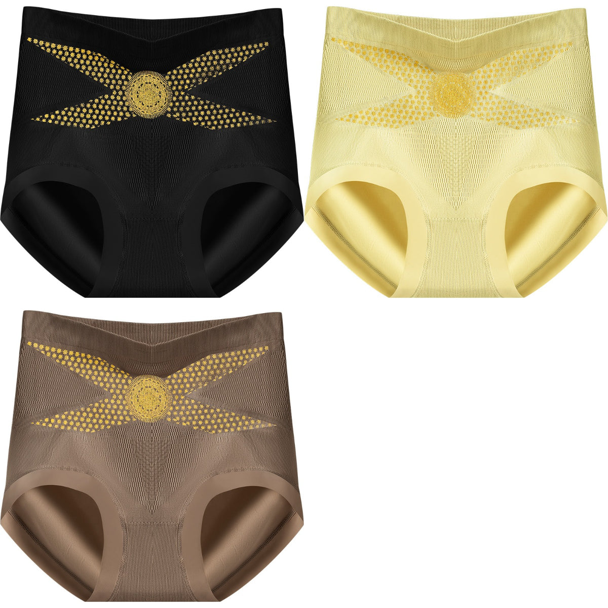 💕【Set de 3】Chiloți confortabili antibacterieni cu talie înaltă Tummy Tuck.