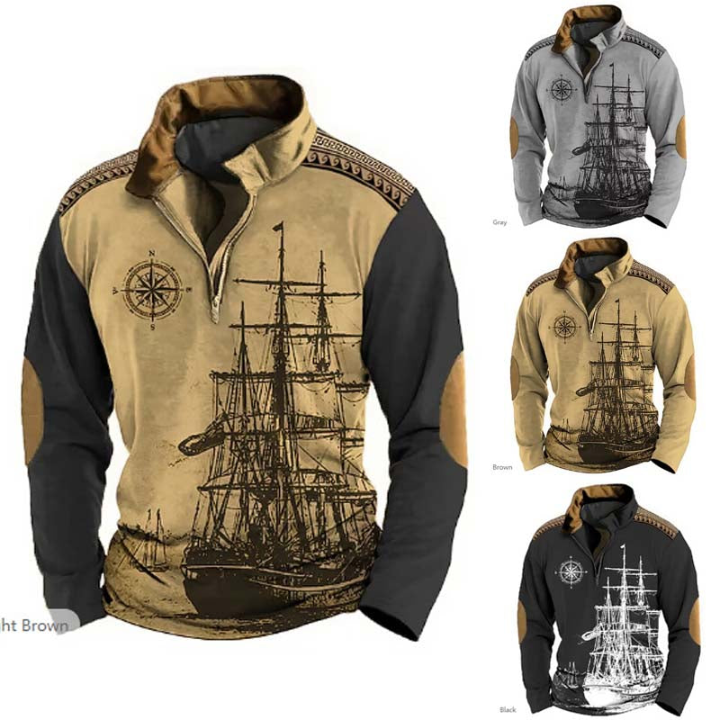 😎【XS-5XL】Moški pulover s kapuco s polovično zadrgo in 3D potiskom