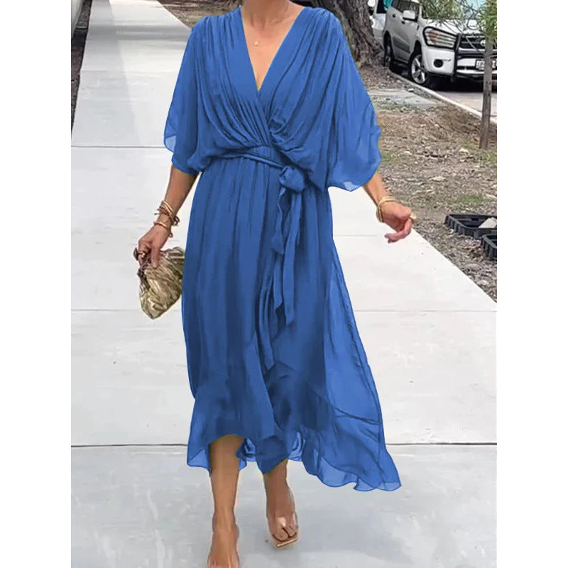👗 Model nou pentru primăvara. [S-5XL] Rochie confecționată din șifon moale.
