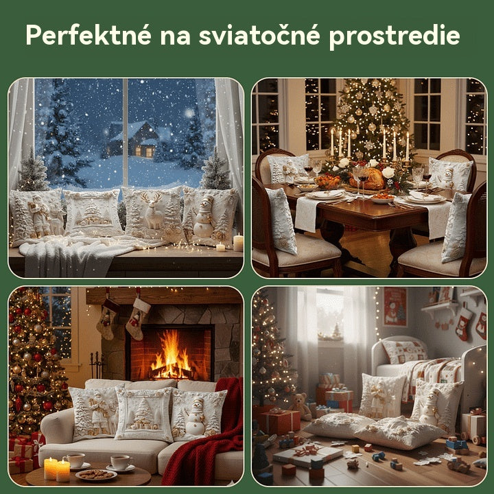 🎅Vánoční výprodej🎄Povlak na polštář s vánoční tématikou 【4-dílná sada】