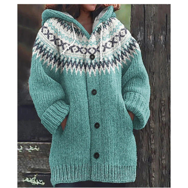 🔥【S~5XL】✨Jesen/zima Nova elegantna barvita retro jakna s kapuco