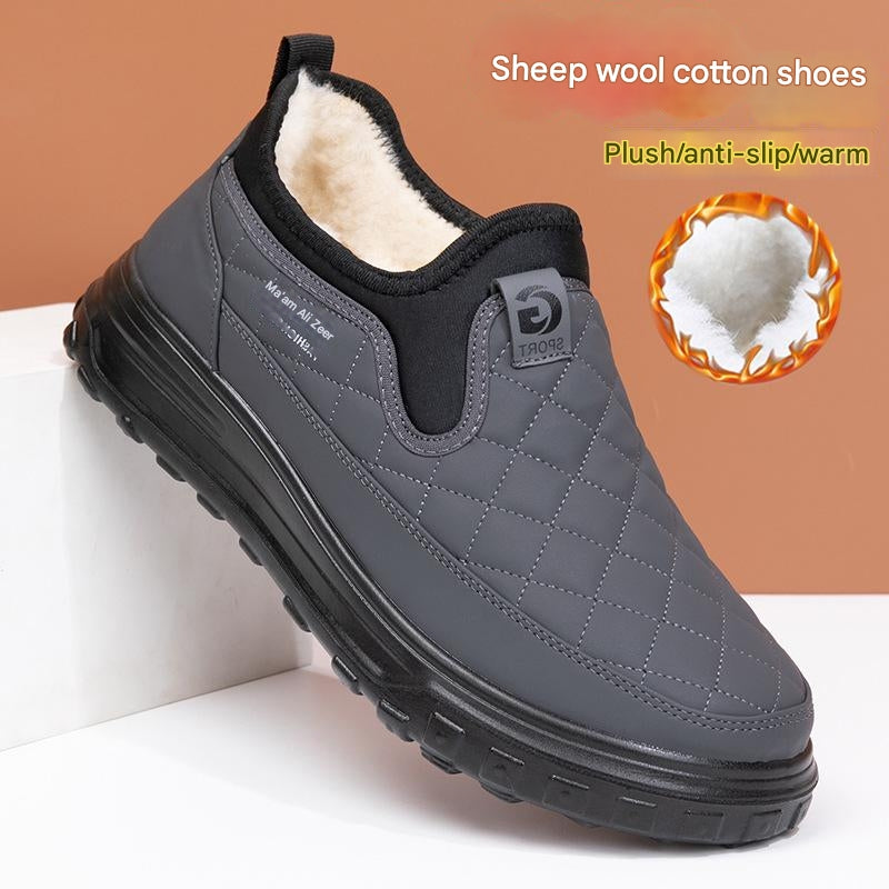 【38-45】Pantofi bărbătesc din bumbac, cizme de zăpadă calde din fleece de iarnă, anti-alunecare și impermeabile