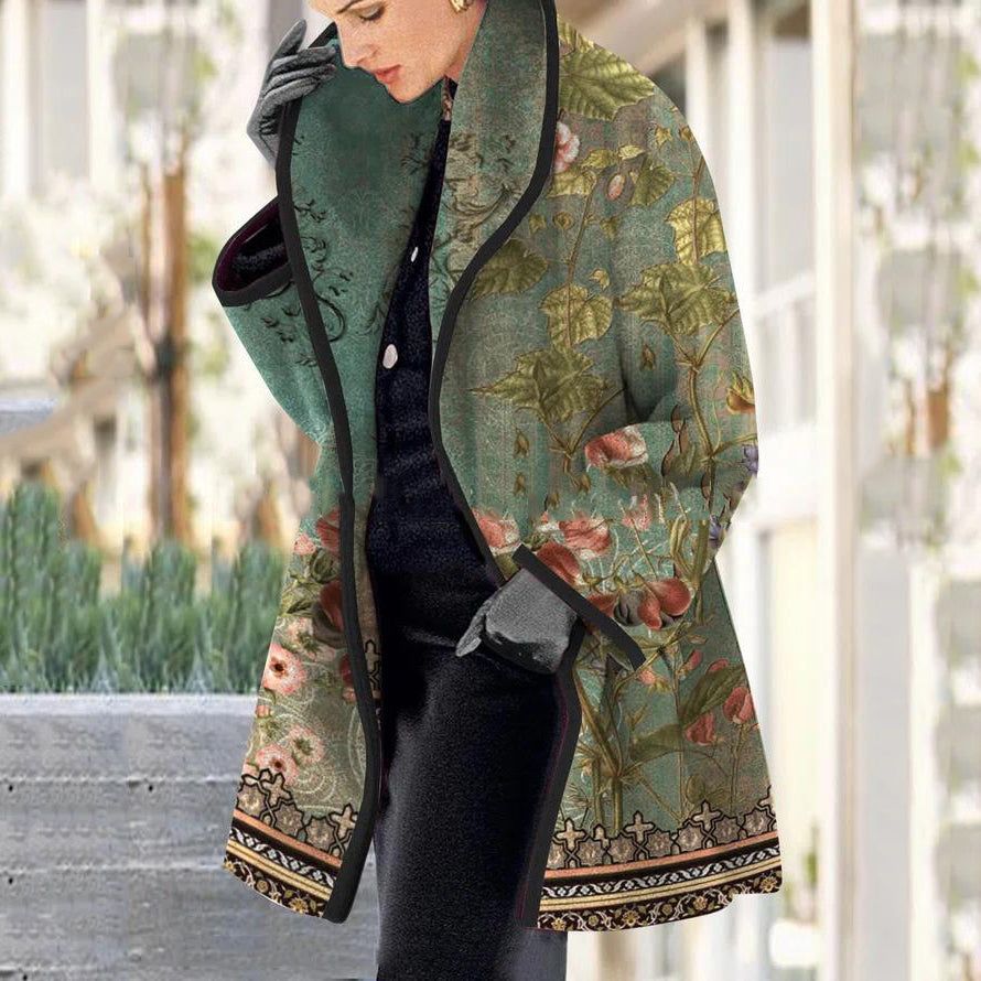 🔥🎊【S-3XL】Izvrstna ženska moda--Moden jesensko-zimski volnen plašč s potiskom na zaklop, visoka kakovost