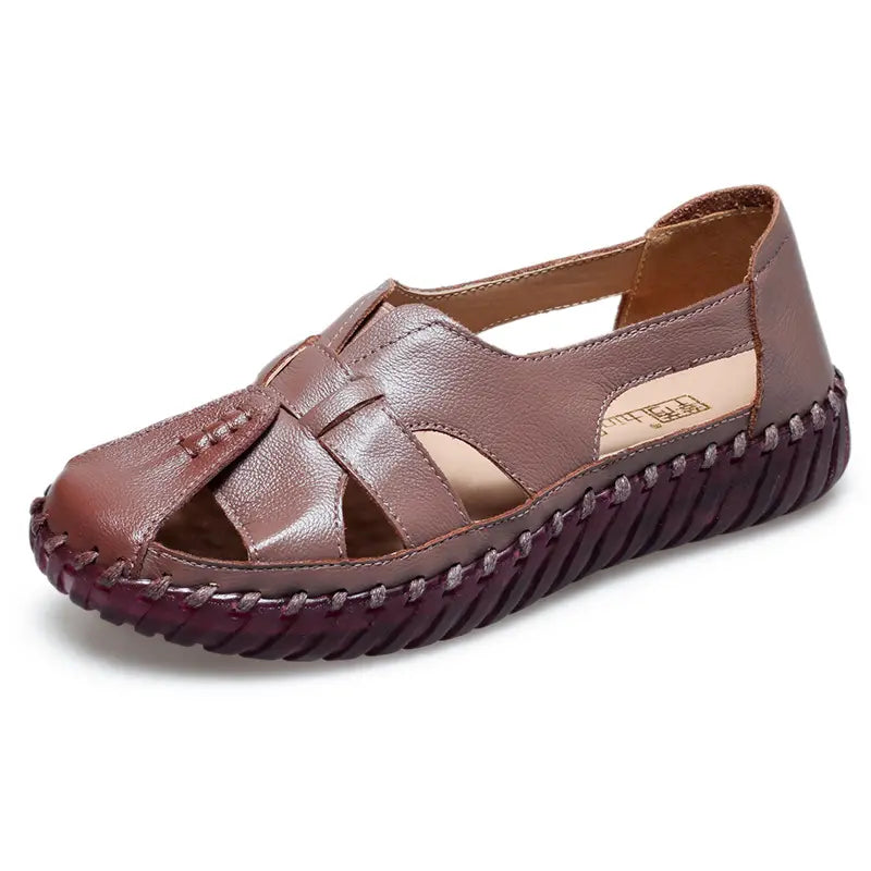 💞【35~41】Sandale plate pentru femei din piele moale de piele goală