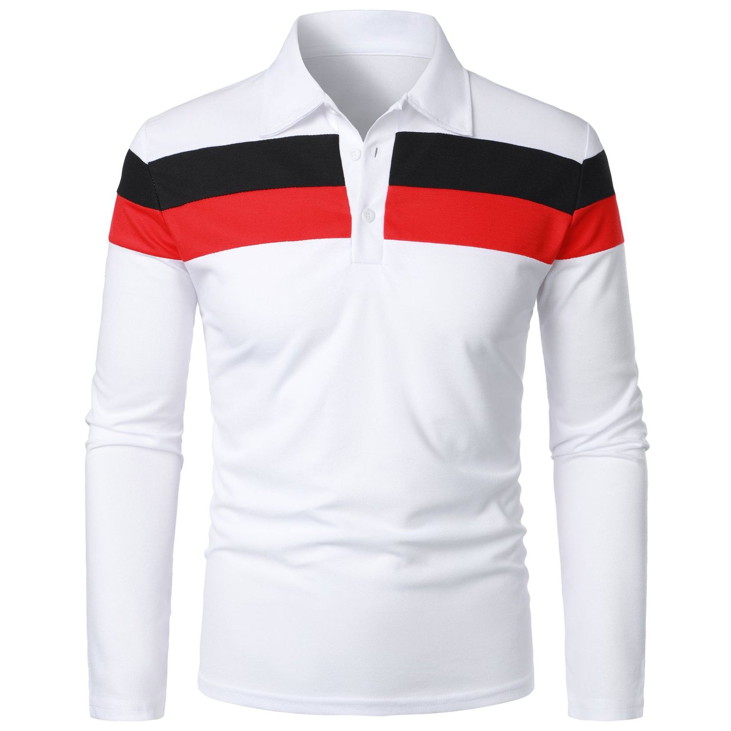 👕【S–5XL】Nou model de vară pentru bărbați, mânecă lungă, polo șitiaowen dungi contrastante pe piept.