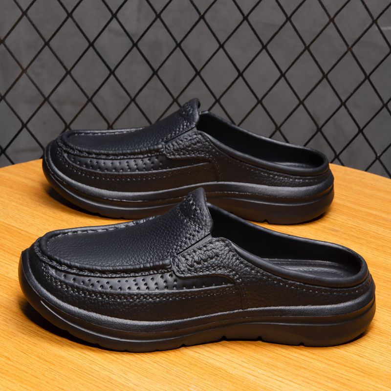✨👞【39-45】Papuci de casă din piele pentru bărbați, casual, de vară 2025, simpli și confortabili
