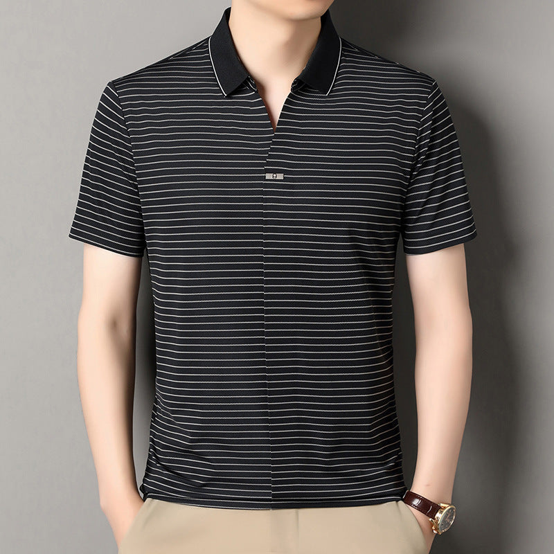 👔【M-4XL】Tricou polo cu mânecă scurtă, cu dungi, pentru bărbați, de vară nouă【50-100 kg】