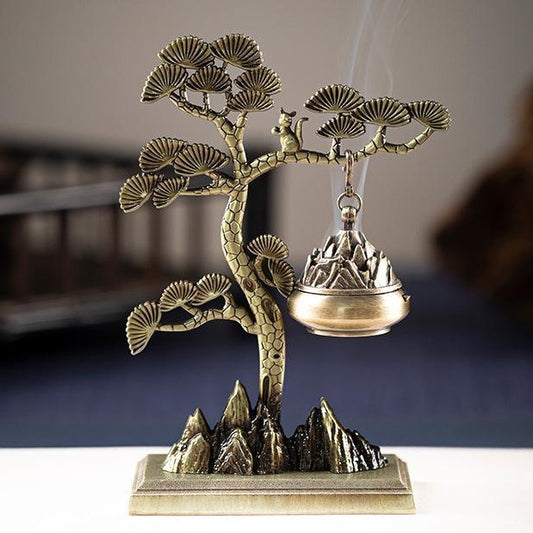 🔥🔥Arzător de tămâie cu ornamente creative Arzător de tămâie din arbore de pin Acasă