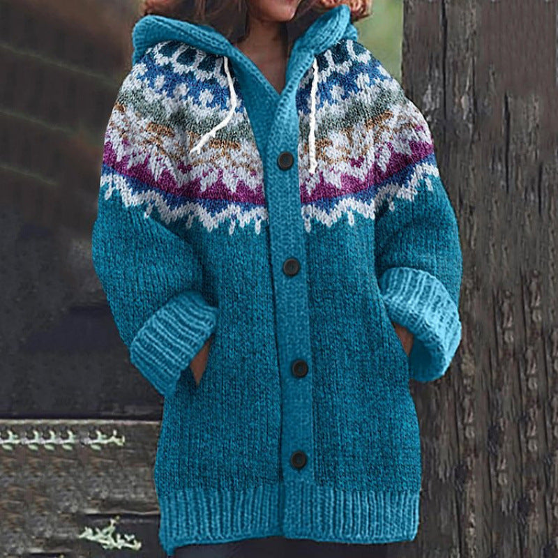 🔥【S~5XL】✨Jesen/zima Nova elegantna barvita retro jakna s kapuco