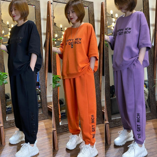 🌹【M-4XL】【Top + Nohavice】Nová dámska športová a ležérna súprava oblečenia 