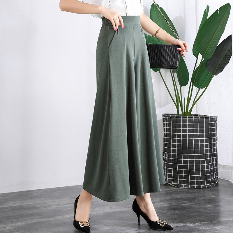 ❤️【M-5XL】2025 Pantaloni noi de dama de vară picioare late mătase de gheață până la glezne