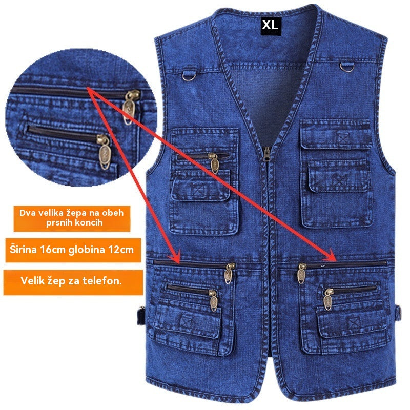 🔥👏【XL-7XL】2025 Moška denim jopica z več žepi