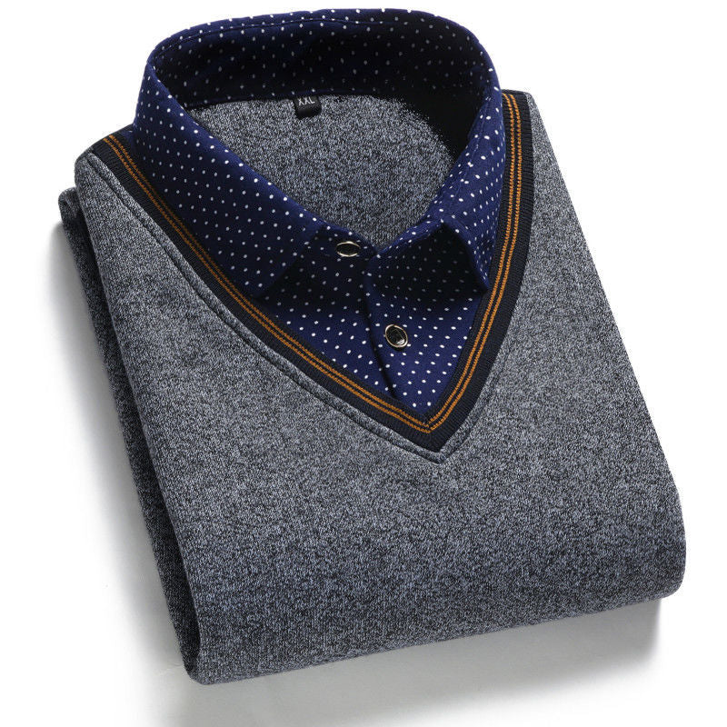 👔【M-4XL/40-100kg】Pánsky pletený sveter plus zamat na zahriatie