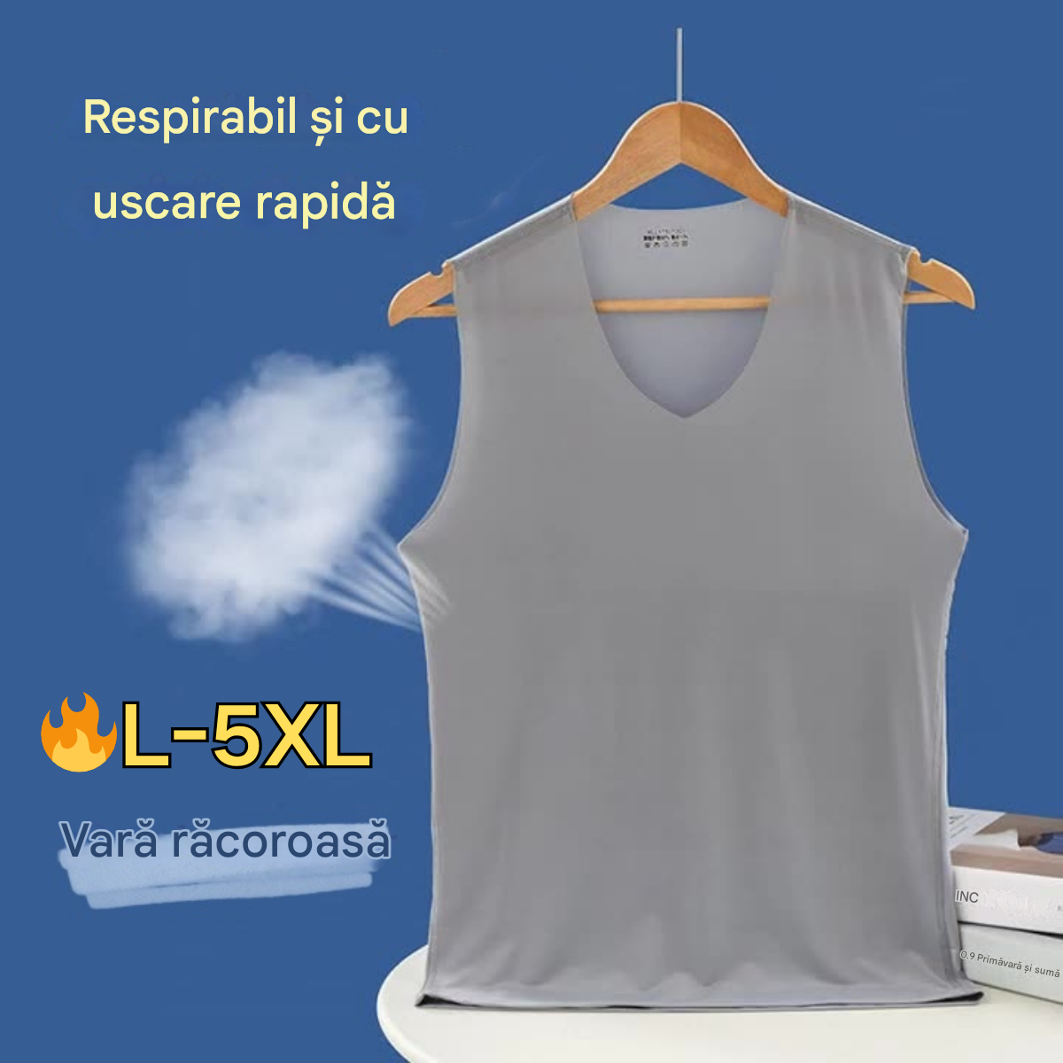 🧊💁‍♂️【 5 bucăți 】【L–5XL】Maiou bărbătesc de vară din mătase de gheață, mărimi mari.