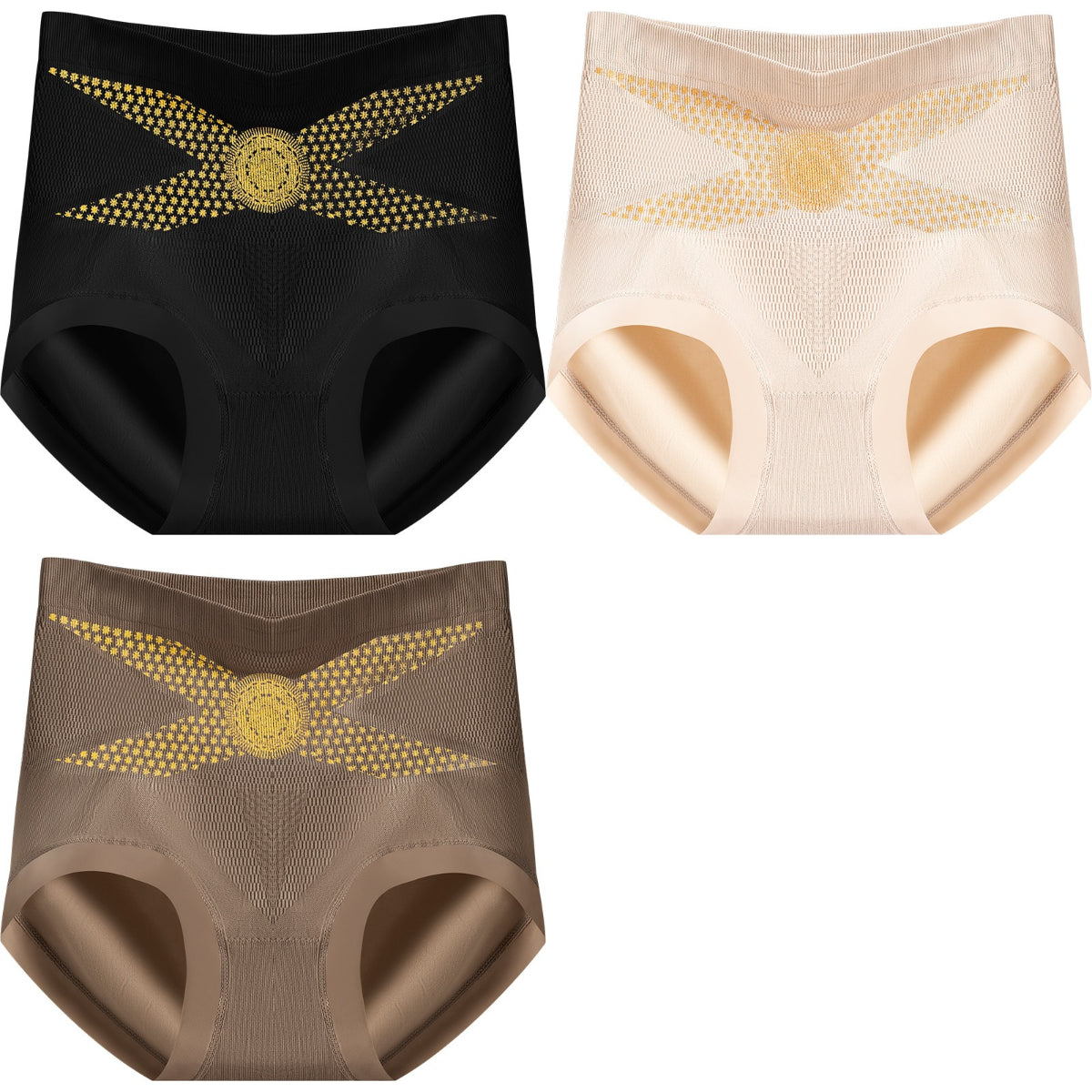 💕【Set de 3】Chiloți confortabili antibacterieni cu talie înaltă Tummy Tuck.