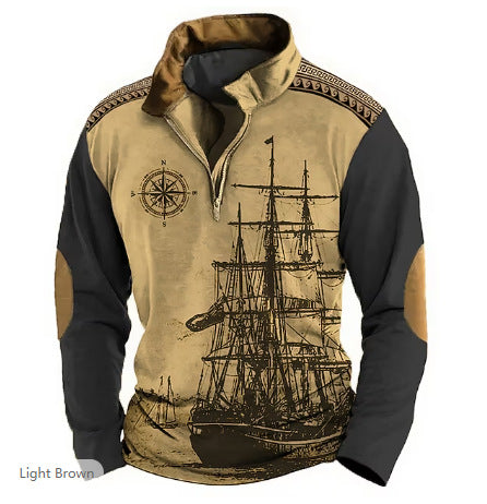 😎【XS-5XL】Moški pulover s kapuco s polovično zadrgo in 3D potiskom