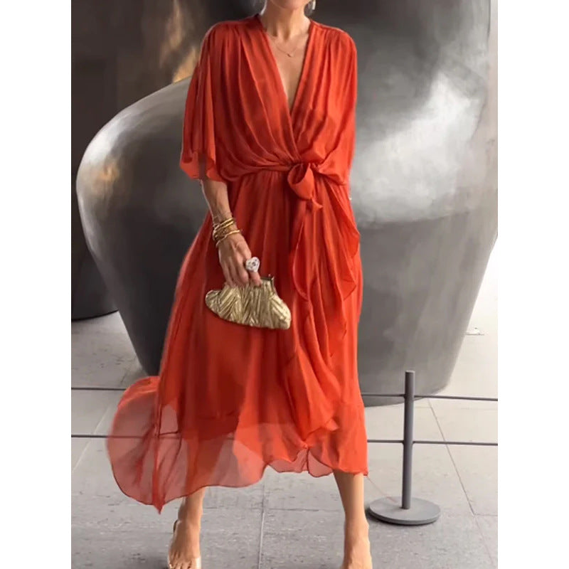 👗 Model nou pentru primăvara. [S-5XL] Rochie confecționată din șifon moale.