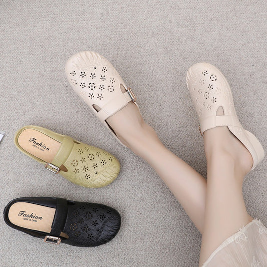 👡【36-40】Papuci de casă cu toc plat și vârf închis, antiderapant, în stil nou