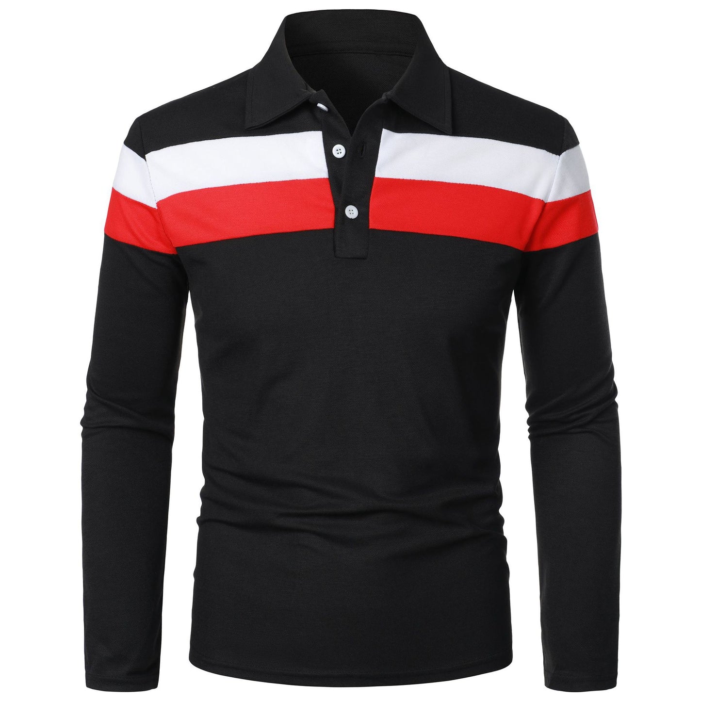 👕【S–5XL】Nou model de vară pentru bărbați, mânecă lungă, polo șitiaowen dungi contrastante pe piept.