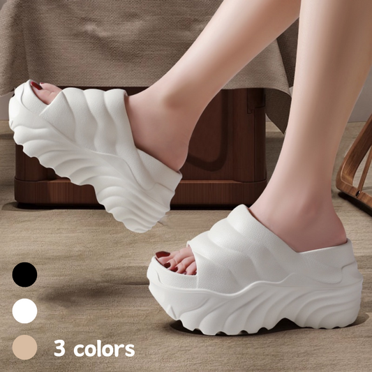 🌼😊【36-41】Papuci noi de vară pentru femei, cu talpă groasă, cu tocuri cu pană, pentru purtarea exterioară, înălțirea și slăbirea pantofilor.