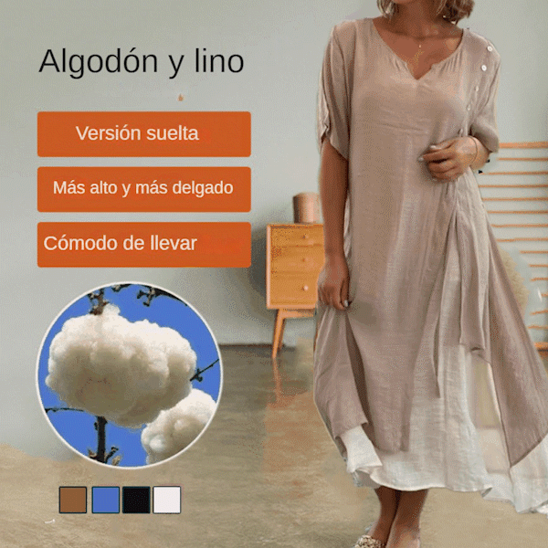 🎉【S-4XL】Rochie de vară cu fustă neregulată și decolteu în V, model fals din două piese.