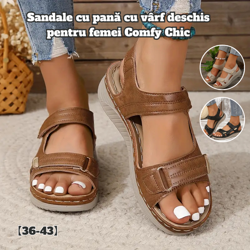 🌟【36-43】Sandale cu pană cu vârf deschis pentru femei Comfy Chic - Curea de fixare cu cârlig și buclă😍(Preț mediu de până la 94 lei, îmbrăcăminte pentru toate anotimpurile)