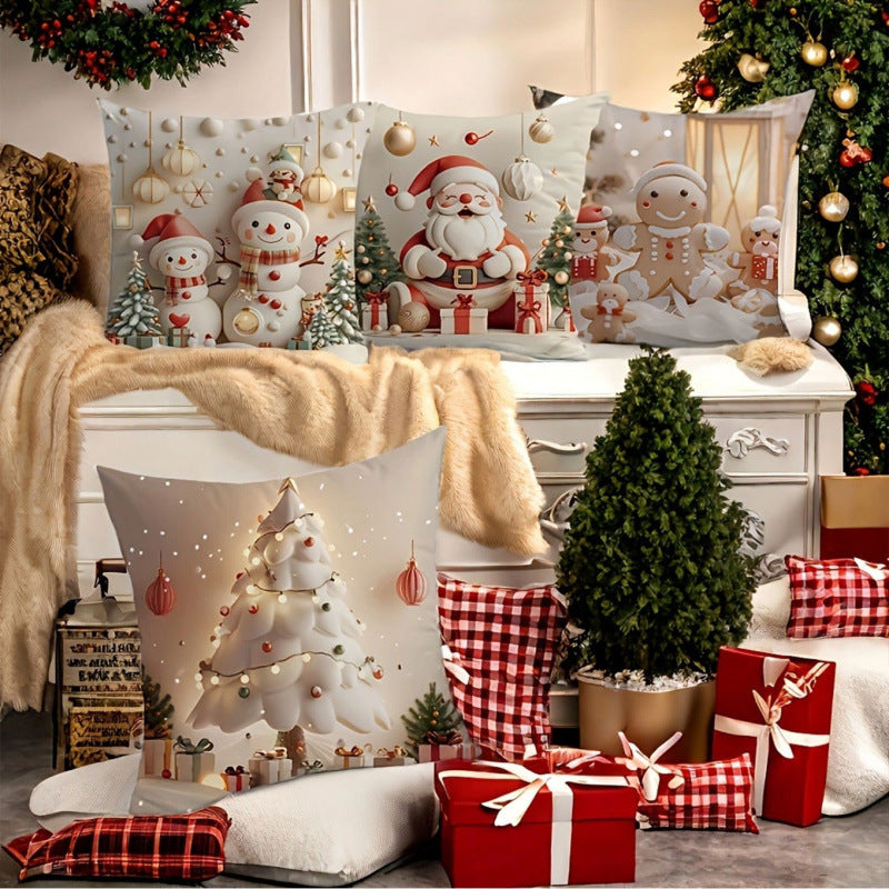 🎅Vánoční výprodej--SLEVA🎄Povlak na polštář s vánoční tématikou 【4-dílná sada】