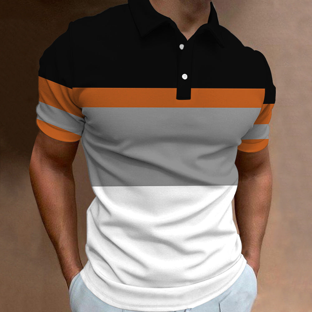 🔥【S-6XL】👔Tricou POLO pentru bărbați cu dungi noi de vară, imprimat 3D