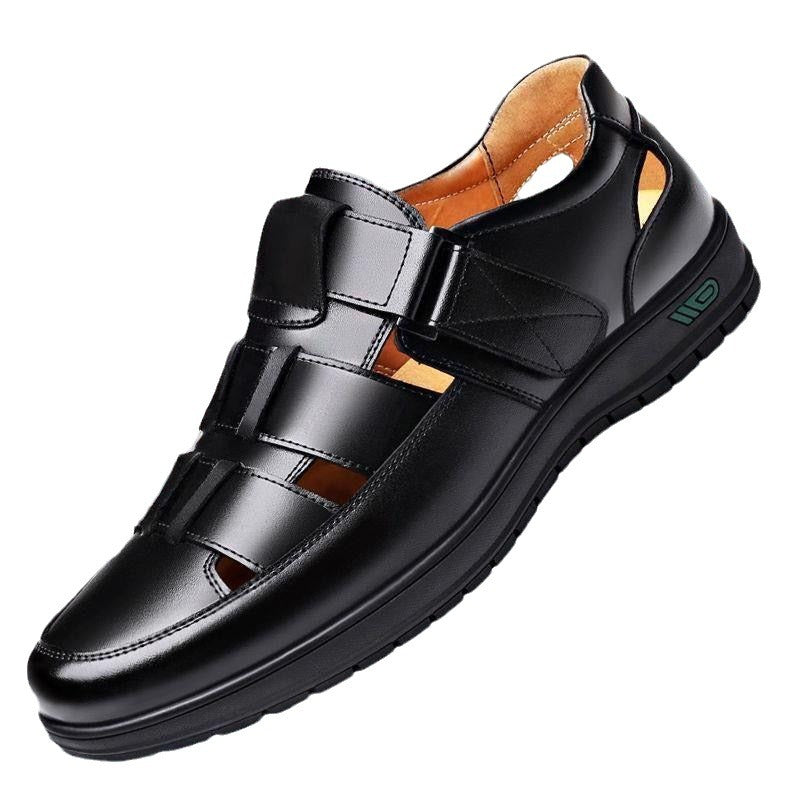 👞👍【38-44】2025 Poletni moški sandali iz kravje kože, zračni, votli, nedrseči, prosti čas.