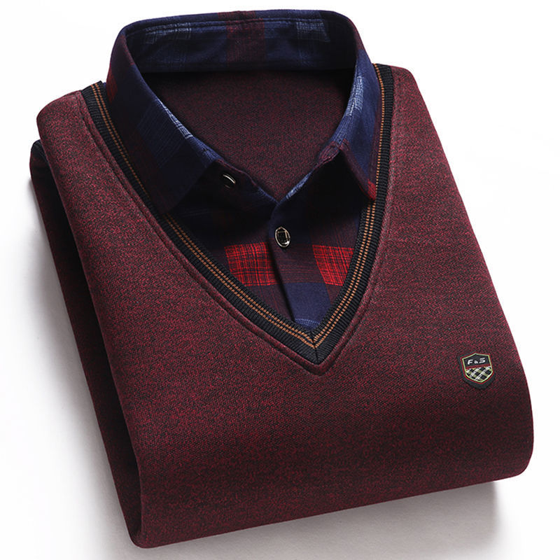 👔【M-4XL/40-100kg】Pánsky pletený sveter plus zamat na zahriatie