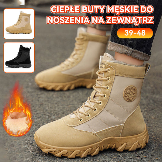 😎🥾【39-48】Férfi téli magas szárú munkáscsizma retró stílusban kültéri használatra, meleg, csúszásmentes és kopásálló