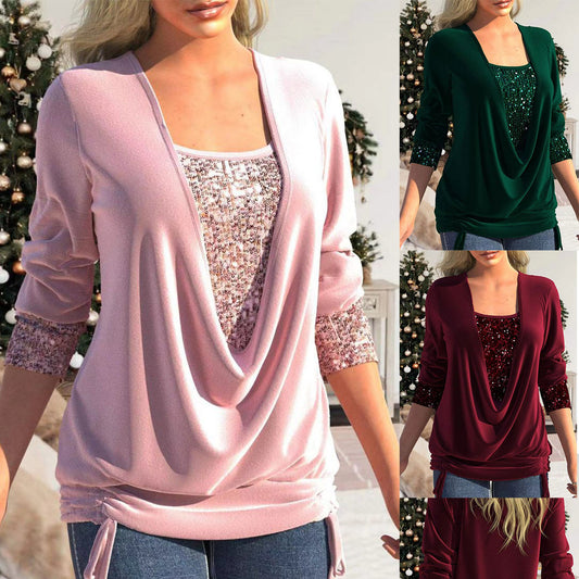 🎁【✨ Vroče】【M-5XL】Nov dvodelni ženski top z dolgimi rokavi