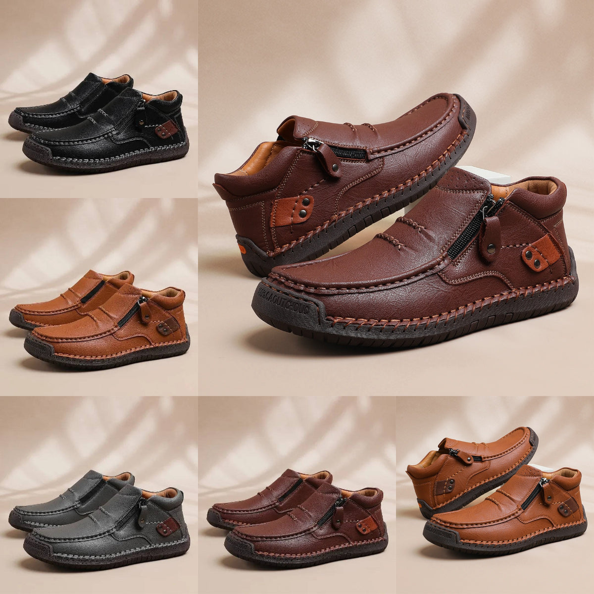 ✨🥾【Kiváló minőségű férfi cipők】Férfi autós csizma, prémium bőr, kézzel készített, lábboltozat-támasztó