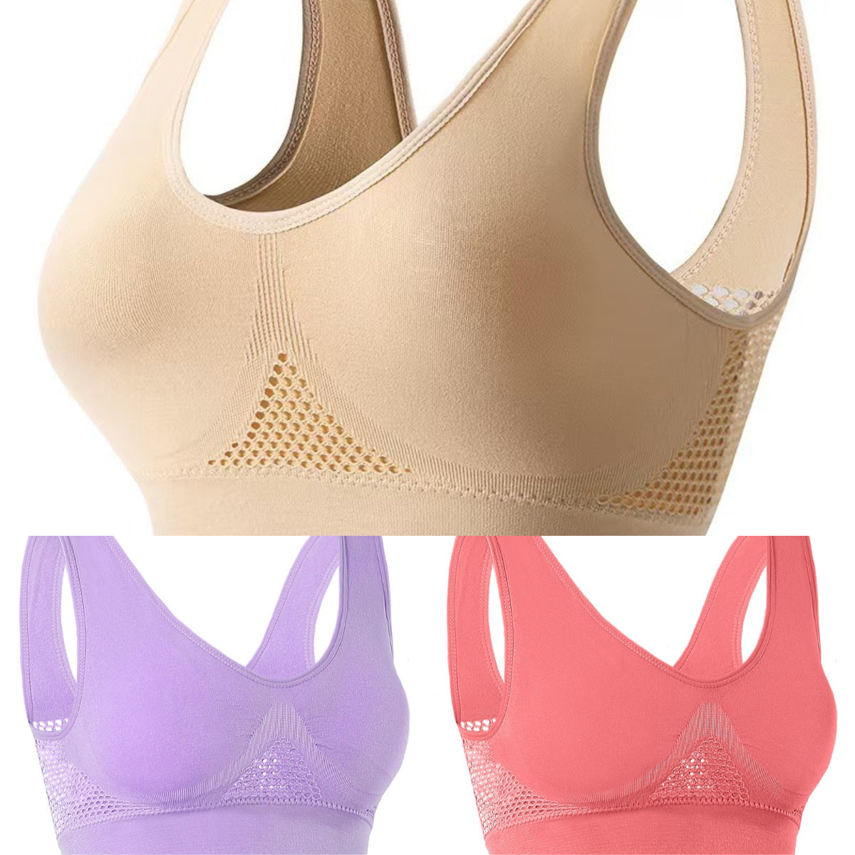 ✨❤️【Pachet de 3】Sutien respirabil și răcoros pentru mărimi mari