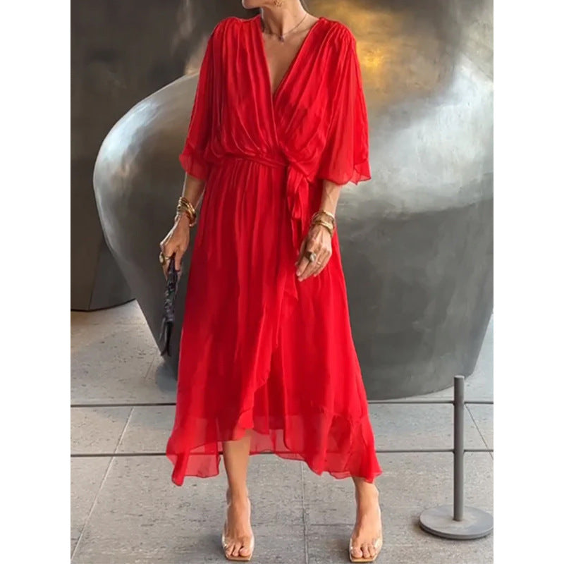👗 Model nou pentru primăvara. [S-5XL] Rochie confecționată din șifon moale.