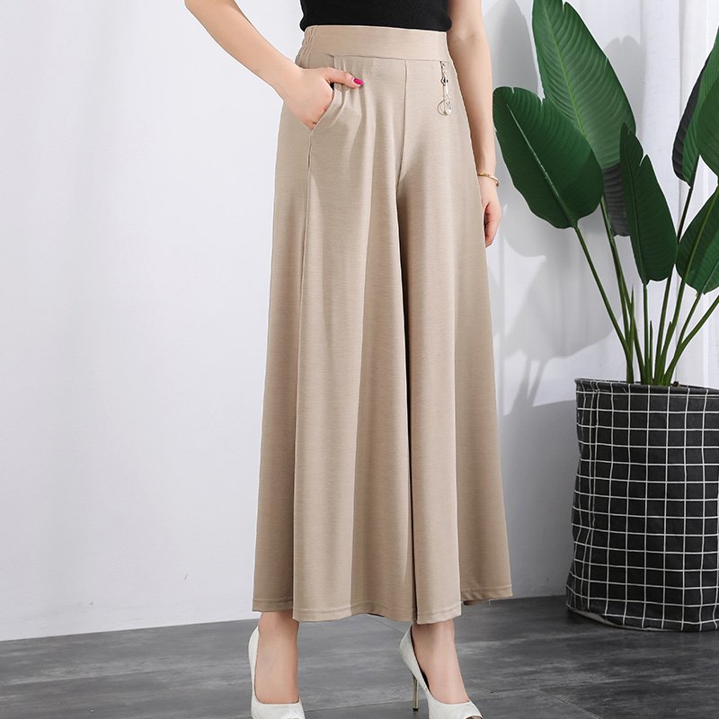 ❤️【M-5XL】2025 Pantaloni noi de dama de vară picioare late mătase de gheață până la glezne
