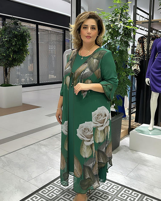 【S-5XL】❤️2025 noua rochie verde florala